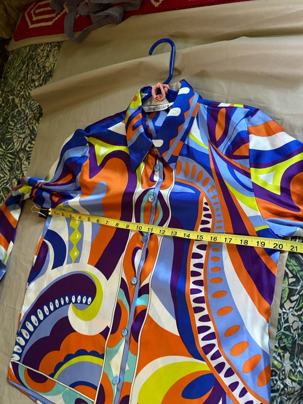 ZARA Vibrant Multi-Color Printed Button-Up Shirt - Picture 6 of 14